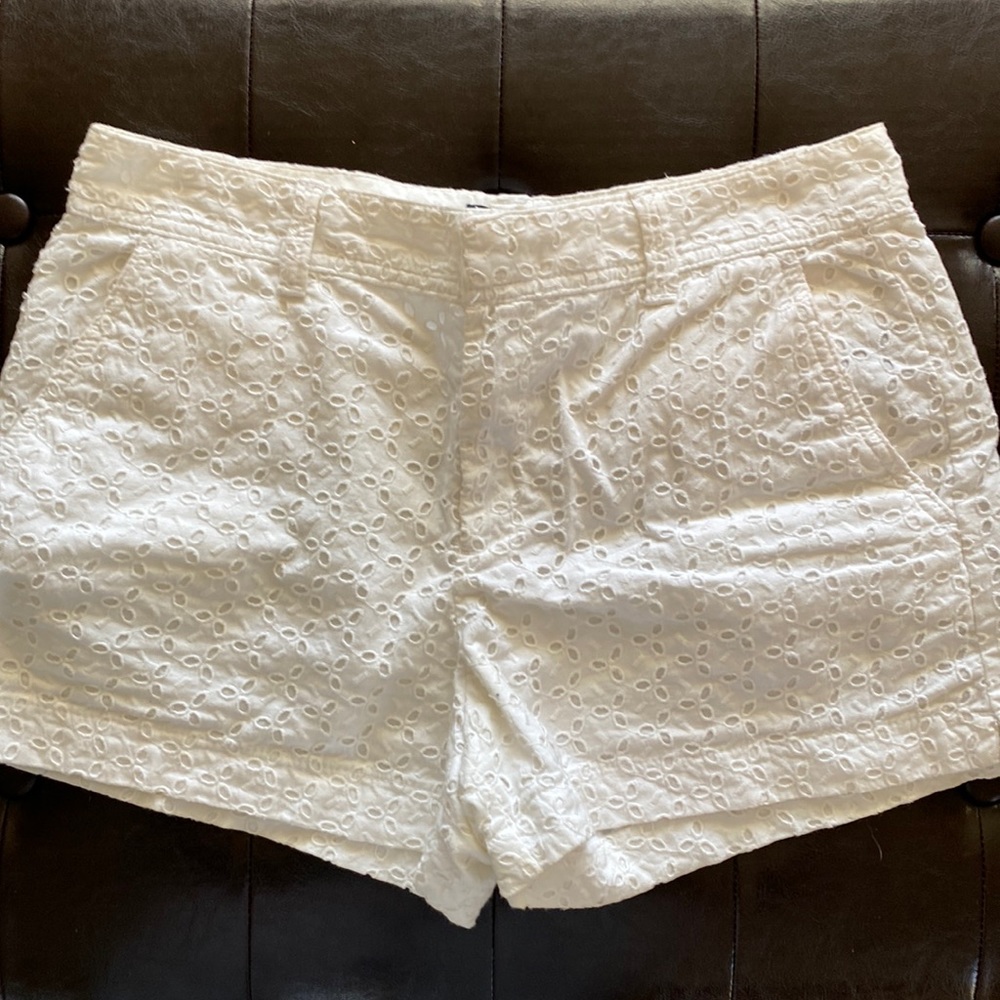 White Patterned Fancy Womens White Shorts